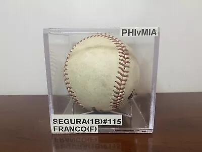 Game Used MLB Baseball J. Segura (1B) #115 Franco (F) PHIvsMIA In Case JB620302 • $39.99