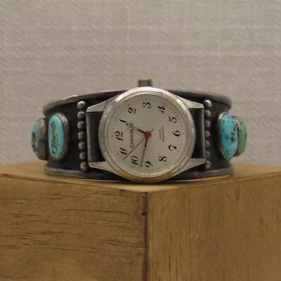 Sterling Silver And Turquoise Southwest Men's Watch Bracelet Cuff + • $400