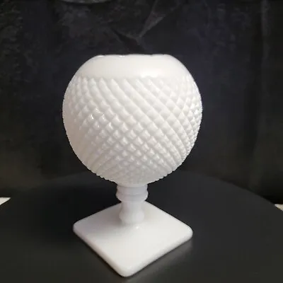 Vintage Westmoreland Milk Glass English Hobnail Ivy Rose Bowl Footed Pedestal 7  • $5