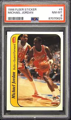 1986 Fleer Sticker #8 Michael Jordan PSA 8 • $1495