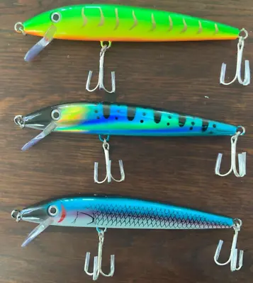 Three (3) 7.5 Inch Muskie Crankbait Lures Blue Green Rattle Pike Walleye 1 Oz • $8.99