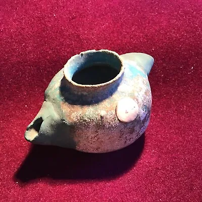 Blue Glazed Faience OIL LAMP  20-22nd Dynasty - EGYPT - Ancient + Restored • £96.51