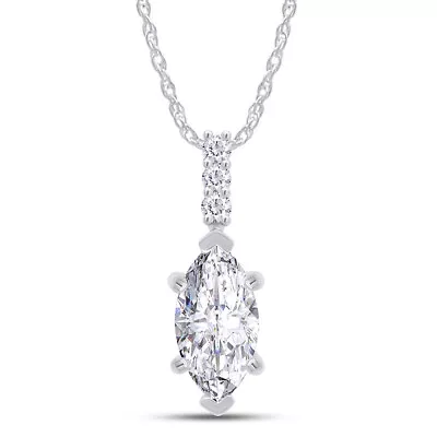 1.71ct Lab Created Moissanite Marquise Solitaire Pendant Necklace 925 Sterling • $141.77