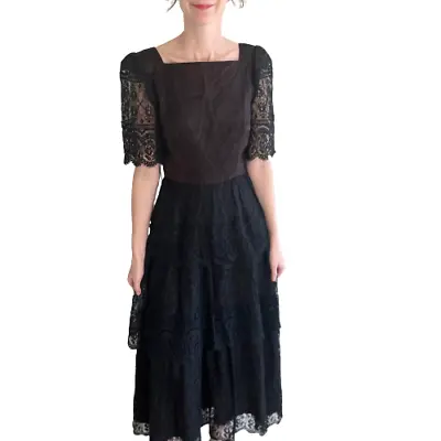 Vintage Nuit Dress NWT Deadstock Bambergers S/m Mexican Wedding Gown Style Goth • $64