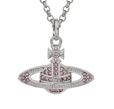 Chrome Silver Barbie Pink Hearts Orbit Planet Pendant Designer Necklace Rb Hat M • $16.50