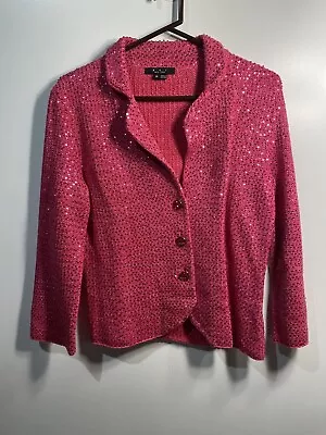 ECI New York Womens Pink Button Up Long Sleeve Blazer Coat Size Medium • $49.99