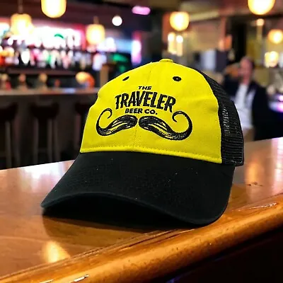 The Traveler Beer Co Mustache Yellow Mesh Back Snapback Trucker Hat Cap Shandy • $15.99