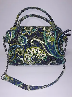 Vera Bradley Chain Strap Cotton Blue And Green Paisley Shoulder Bag • $15