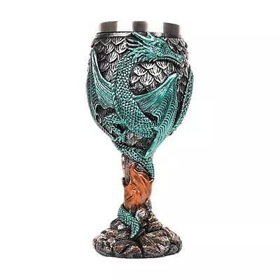 Stainless Steel Medieval Dragons Wine Goblets Chalice Daily Drinking Party Decor • $36.34