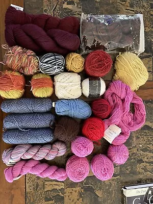 Lot Of 26 Cakes Skeins And Balls Of Yarn K52 • $14.95