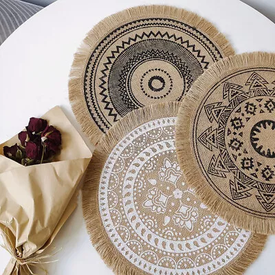 Mandala Round Placemats Boho Tassel Table Mat Carpet Vintage Heat Resistant Chic • £9.84