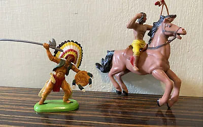 Britains 1971 Figure + 1 Other Unbranded Vintage Native American Apache Indians • £4.50