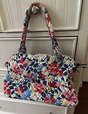 Vera Bradley Handbag Summer Cottage White Pink Blue Shoulder Casual Summer Purse • $18.78