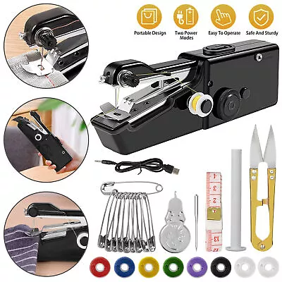 Sewing Machine Electric Stitch DIY Mini Portable Hand Cordless Travel • £8.99