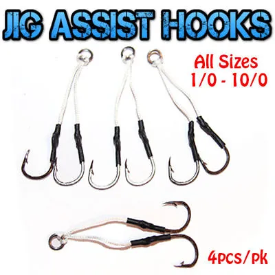 $7.95 • Buy 4x Twin Hook Jig Assist Hooks Fishing Lures Micro Slow Inchiku Jigs Octo Micro
