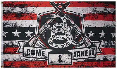 Come & Take It Militia Gadsden Snake Rifles 100D 3x5 3'x5' Woven Poly Nylon Flag • $9.88