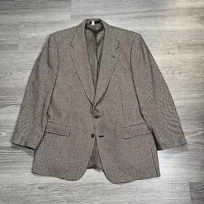 Van Lebow Blazer Men 44L Luxurious Cashmere VTG Houndstooth Sport Jacket Coat • $9.99