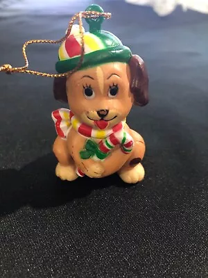 Vintage 1985 Puppy Dog Christmas Tree Ornament Miniature Figurine Hong Kong • $9.99