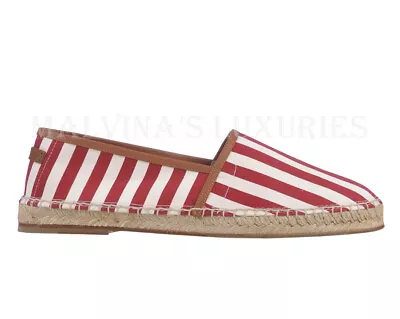 Dolce & Gabbana Shoes Mens Striped Linen Leather Piping Espadrilles $640 Us 7 • $159