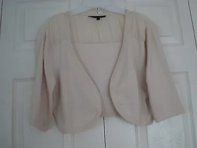 ~ COAST ~ 3/4 Sleeve BOLERO CARDIGAN Thin Knit JACKET TOP L 40   Oyster Cream • £14.50