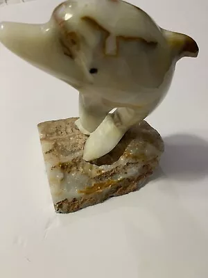 Dolphin Stone Onyx Carved Vintage  On Marble Base • $14.99