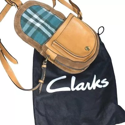 Clarks Soft Leather Tan Saddle Bag Shoulder Crossbody Bag • £20