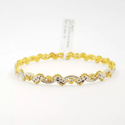 22ct Two Tone Yellow Gold Solid Bangle 60mm #56157 • $2546.25