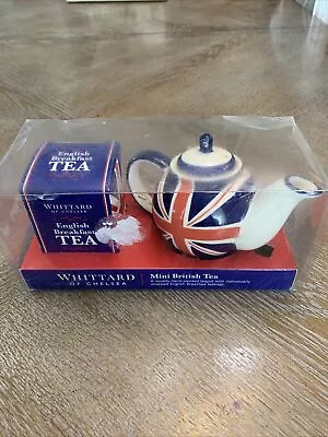 New In Box Miniature Teapot British Flag Whittard Of Chelsea With Tea • £37.95