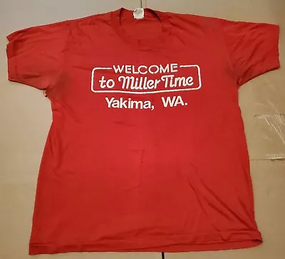 Vtg Welcome To Miller Time Yakima WA Single Stitch Vogel Men's XL Distressed • $25.50