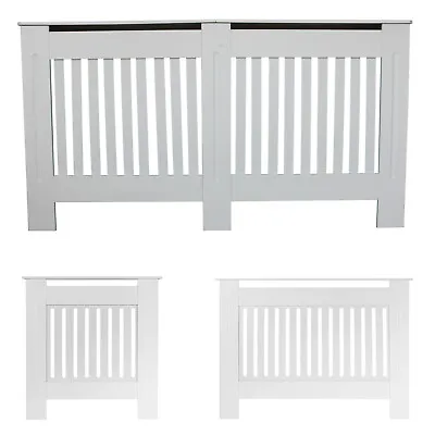 152cm Radiator Cover Cabinet White Radiator Cover W/ Slatted Grill Wooden MDF UK • £31.52