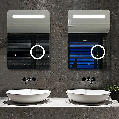 Bathroom Mirror With LED Lights/Touch Sensor/Anti-fog/Magnifying 50x70cm • £75.99