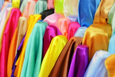 £1.99 • Buy Silky Satin Fabric Craft Dress Wedding Drape Material 58 