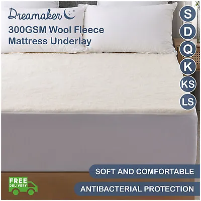 Mattress Topper Protector Fully Fitted Wool Underlay Single Double Queen King • $64.95
