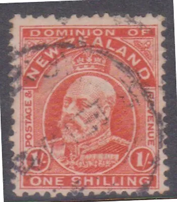 (F231-164) 1909 NZ 1/- Orange Edward VII Stamp (FN)  • $30