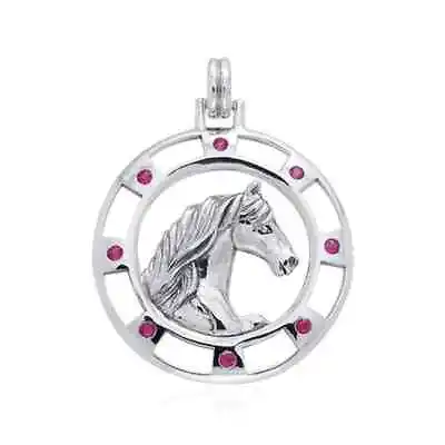 Friesian Horse .925 Sterling Silver Pendant Gemstone By Peter Stone Jewelry • $202.28