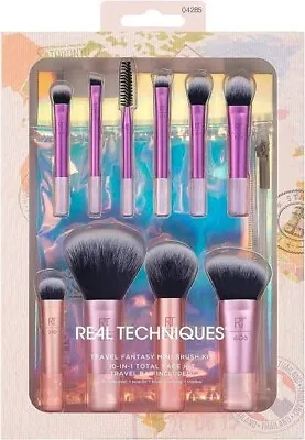 Real Techniques TRAVEL FANTASY Makeup Brush Set 10pcs Travel Size Brushes & Bag • $44