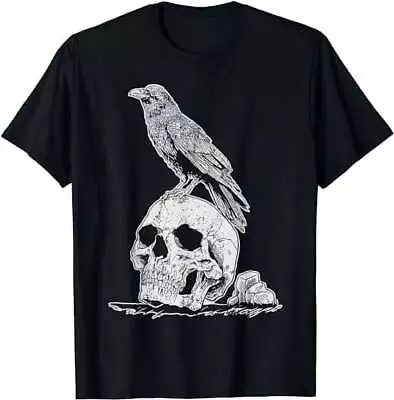 Gothic Animal Raven Creepy Bird Skull Spooky Viking Crow T-Shirt • $16.99