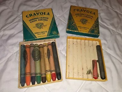 Vintage No 38 Crayola 8 Color Crayon Boxes 1 Empty 1 Full Binney & Smith Co • $15.99