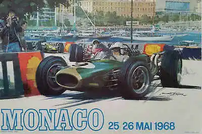 VINTAGE 1968 MONACO GRAND PRIX F1 RACING POSTER PRINT 16x24 9MIL PAPER • $25.95