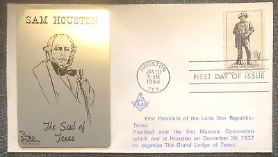 £4.99 • Buy FDC Special Stamp Cover Masons Masonic USA 1964 Sam Houston Soul Of Texas