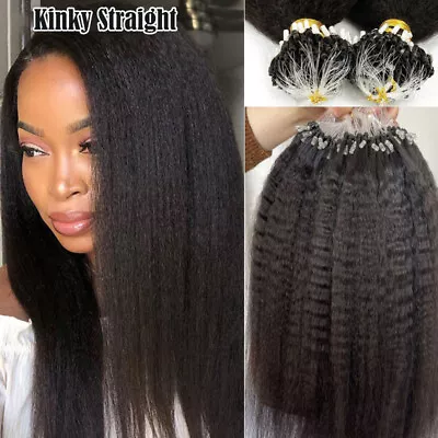 Kinky Micro Loop Micro Ring 100% Human Hair Extensions Link Beads Thick 16 -22  • $186.83