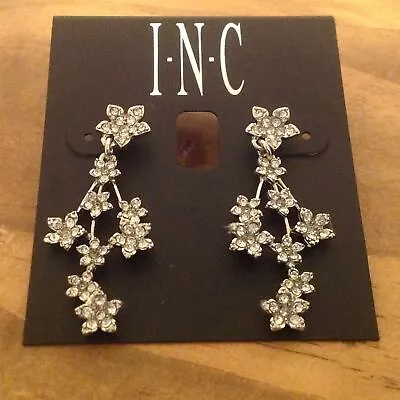 International Concepts Silver Tone Flower Earrings 1 3/4  • $12