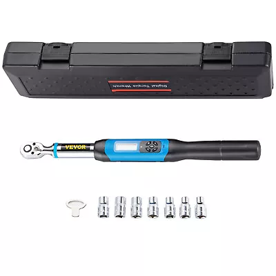 VEVOR 3/8  Drive Electronic Digital Torque Wrench 6-99.5 Ft-lbs 7 Socket W/ Case • $84.99