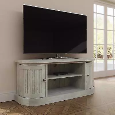 TV Stand 2 Door With Shelves Large Solid Reclaimed Pine Limewashed Finish • £399.95