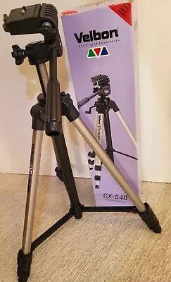 Velbon CX-540 Deluxe Photo/Video Tripod 3-Way Fluid Panhead  Adjustable To 59   • $15