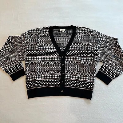 POL Aztec Black Multi Tribal Pattern Printed Cropped Mini Cardigan Sweater 241 • $24.99