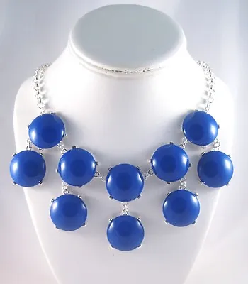 $6.49 • Buy New Bubble Statement Necklace With Large 1  Diameter Cobalt Blue Stones #N2306
