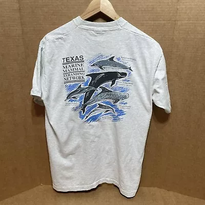 Vintage Graphic T-Shirt Grey Large Fruit Of The Loom Texas Marine Mammal  • $17.95