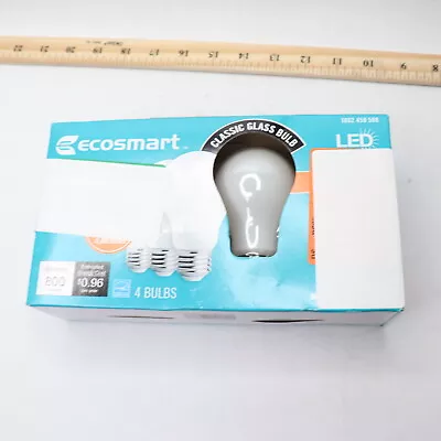 (4-Pk) Ecosmart LED Dimmable A19 Wet Rated Light Bulbs 60W Glass Soft White • $3.28