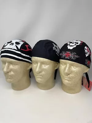 Headwrap Durag Doo Rag Biker Lot Set Of 3 Skull Maltese Iron Cross Biker Eagle • $13.95